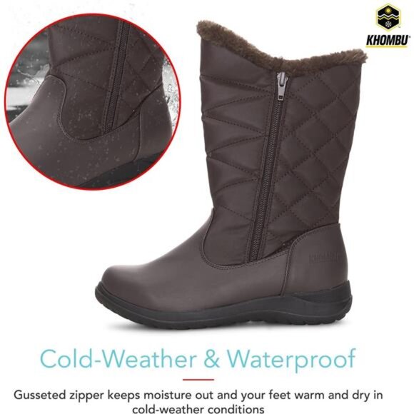 Women's Carly Winter Boots Warm Faux Fur-Lined Tall MidCalf Height with Dual Zip - Picture 5 of 7